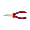 Fél-kerek csőrű (rádió) fogó 61HRC vágóéllel max.d2,5/1,6mm piros-kék 160mm-hossz KNIPEX - 2502160